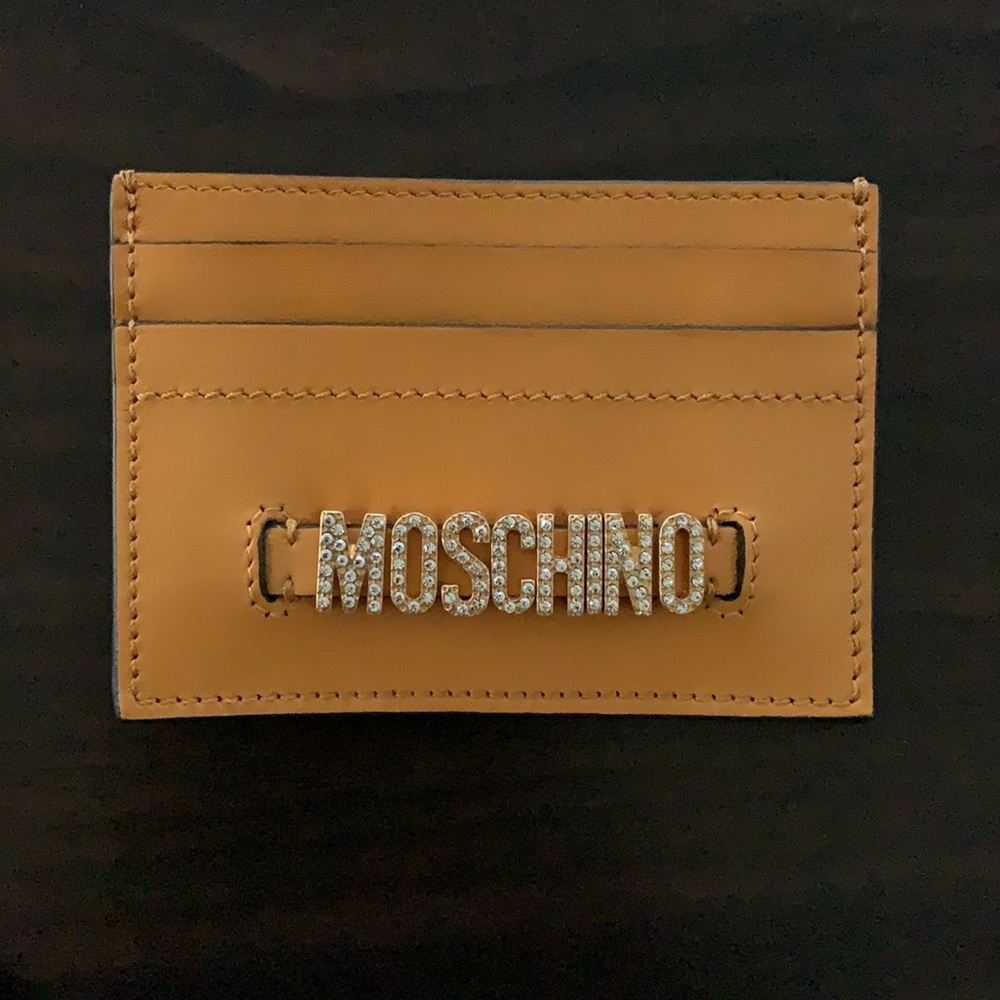 New MOSCHINO EMBELLISHED CARD HOLDER WALLET